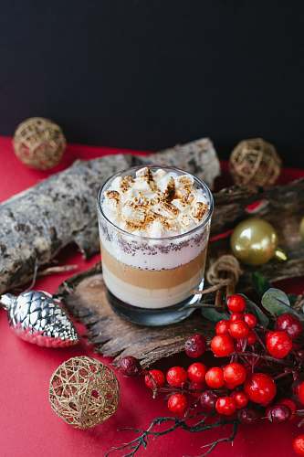 hot chocolate clear glass cup with beverage drink
